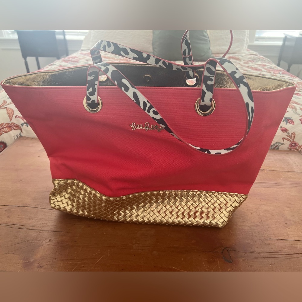 Lilly Pulitzer Pink & Navy Beach Bag